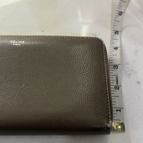 Celine long zip wallet dark olive/ gray w yellow interior. Lots of card slots - Picture 6 of 14